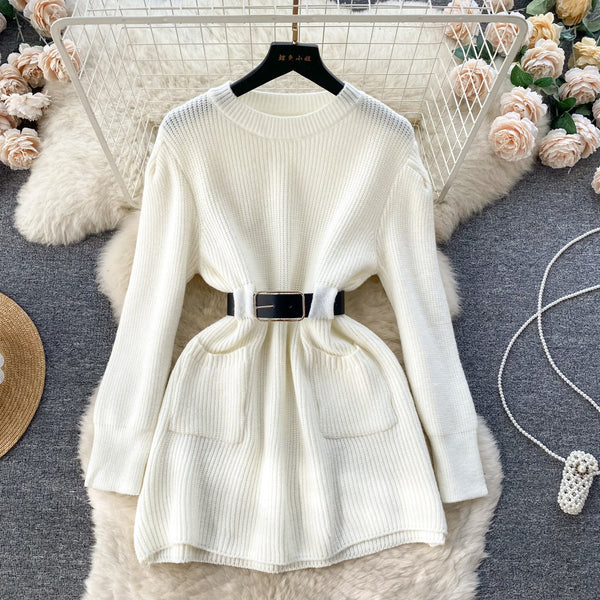 Color Blocking Striped Knitted Dress