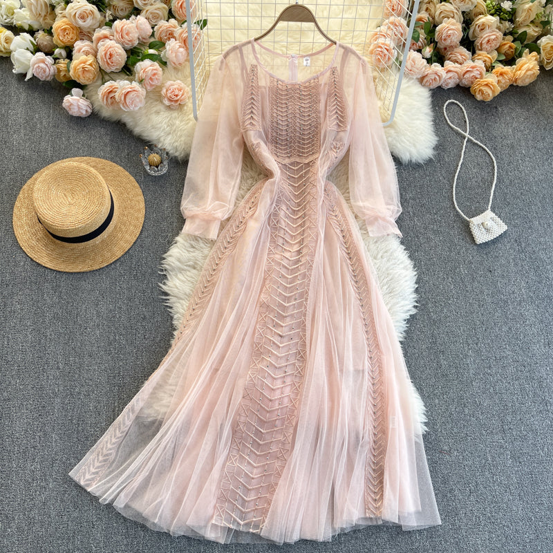 Niche See-through Mesh Patchwork Dress