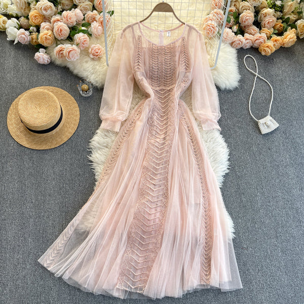Niche See-through Mesh Patchwork Dress