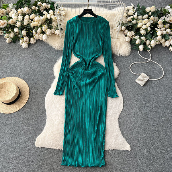 Casual Round Collar Elastic Dress