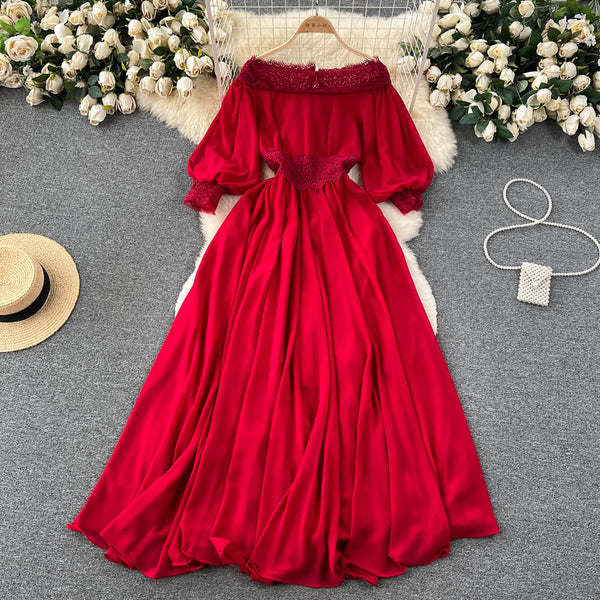 Niche Off-shoulder Crochet Lace Dress