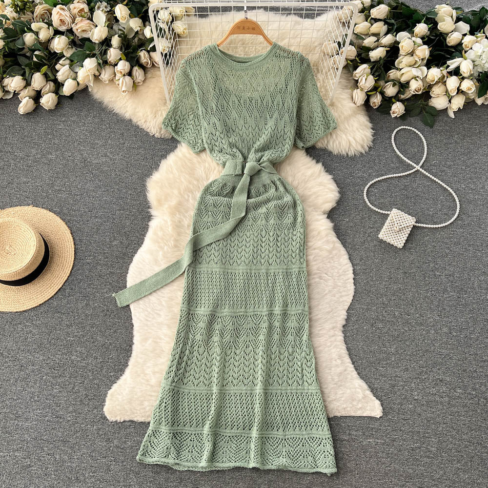 Mori Hollowed Fishtail Slim Dress