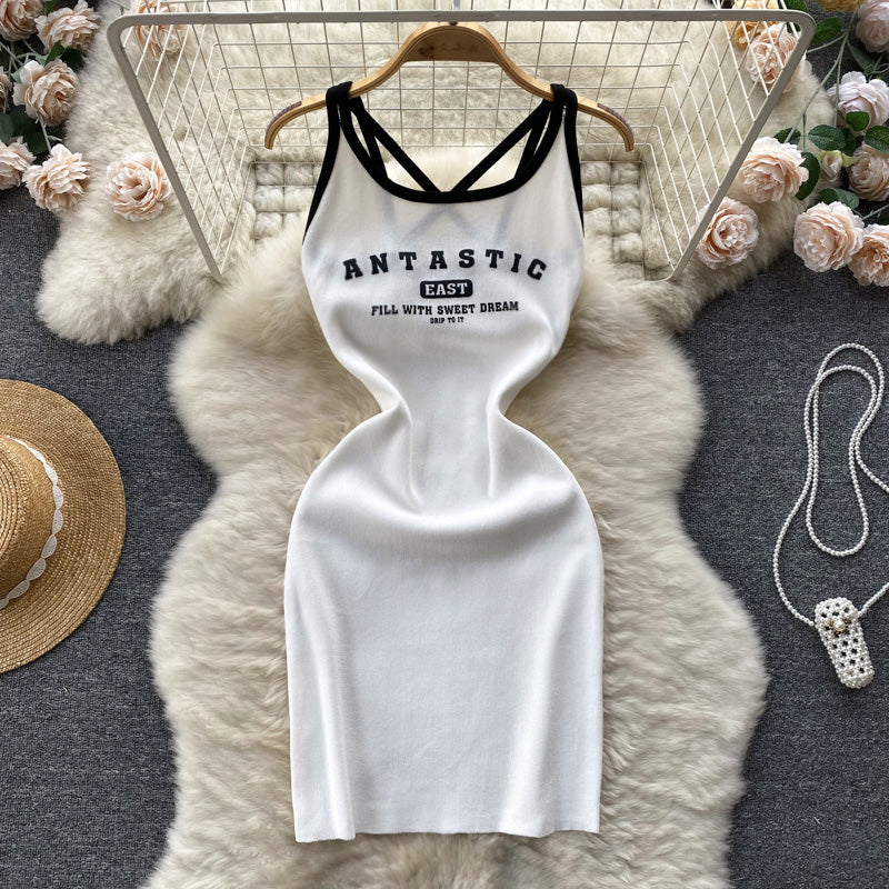Letter Printed Sportswear Tank Dress