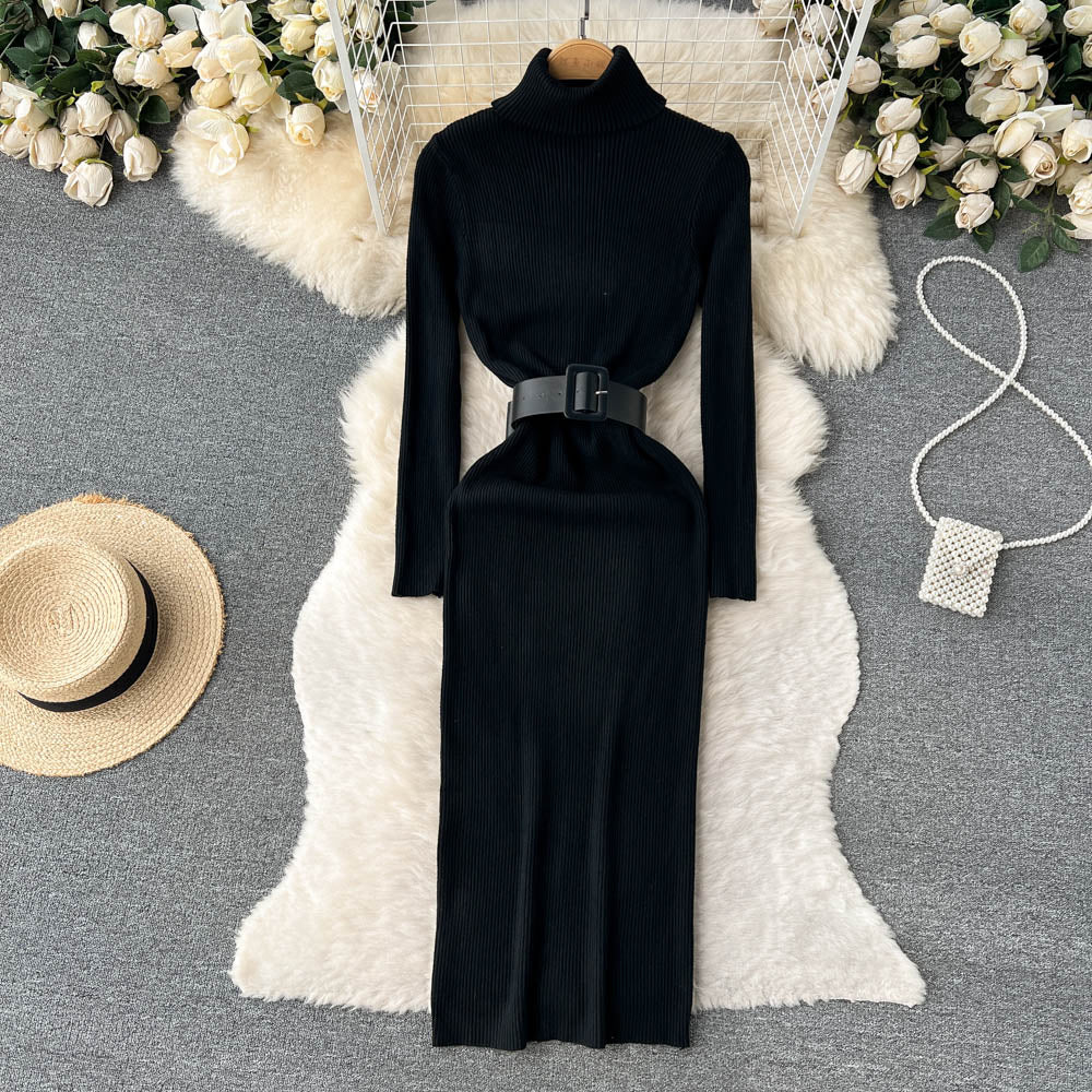 High Collar Tight Knitted Dress