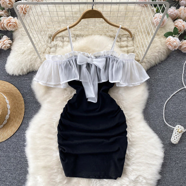 Ruffled Mesh Patchwork Dress