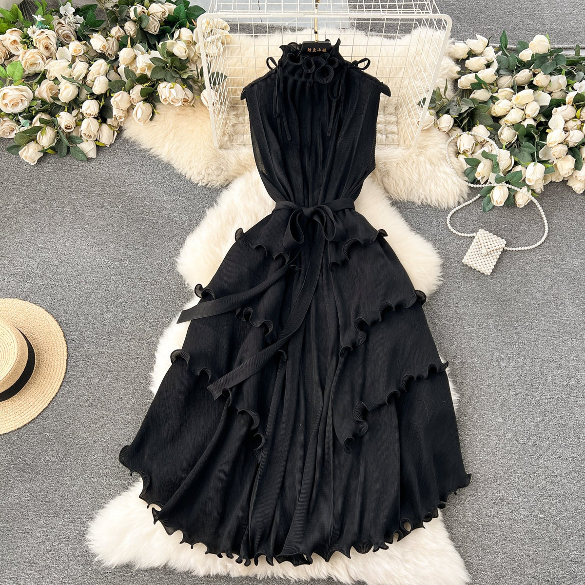 Sweetie Sleeveless Ruffled Chiffon Dress
