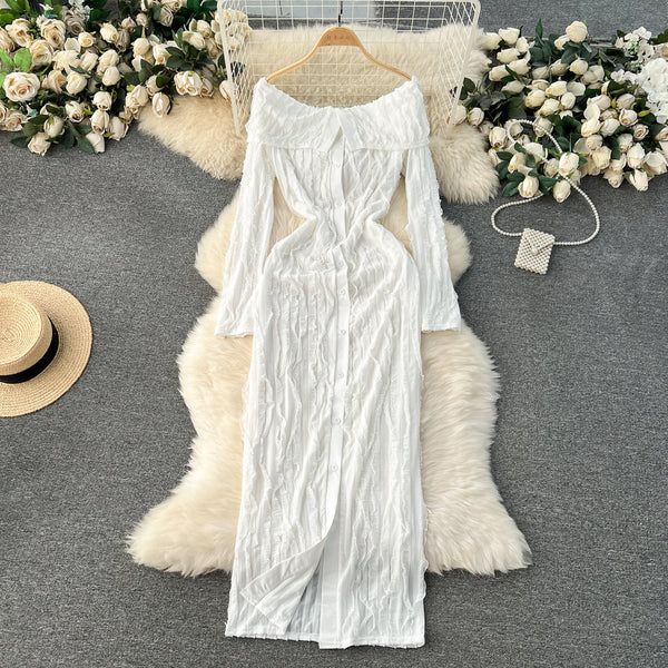 Off-shoulder Ruffled Shirt Dress