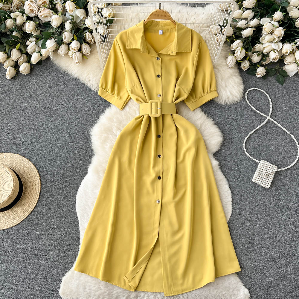 Single Breasted Platycodon Shirt Dress