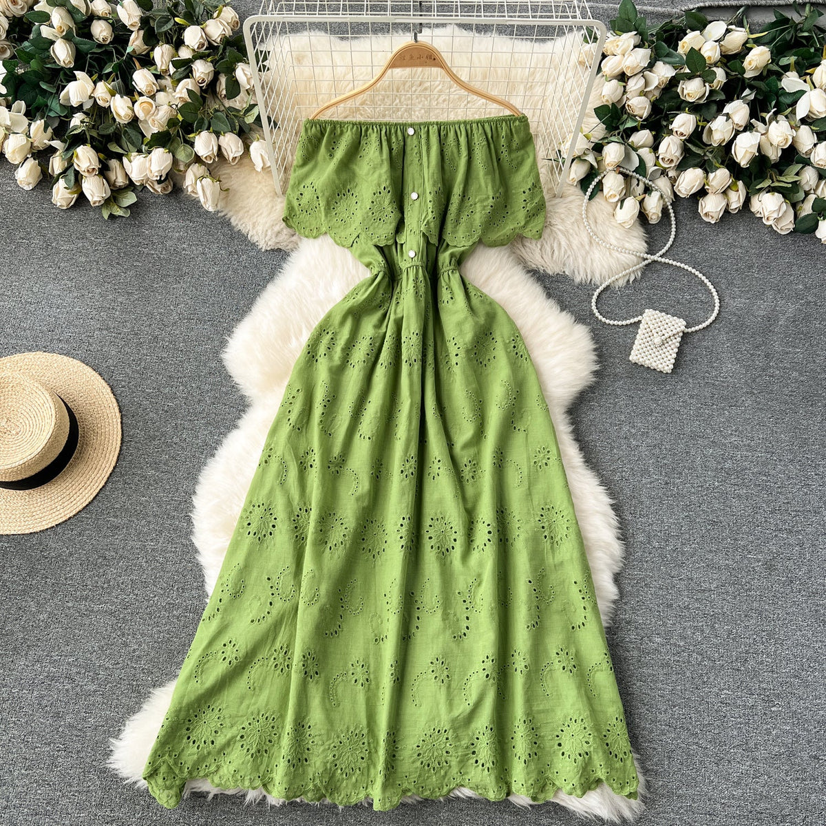 Off-shoulder Embroidered Lace Dress