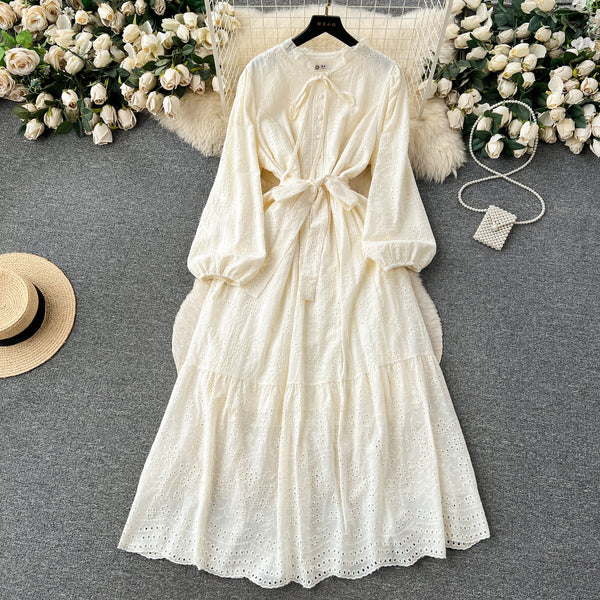 Bohemian Style Lace-up Ruffled Dress