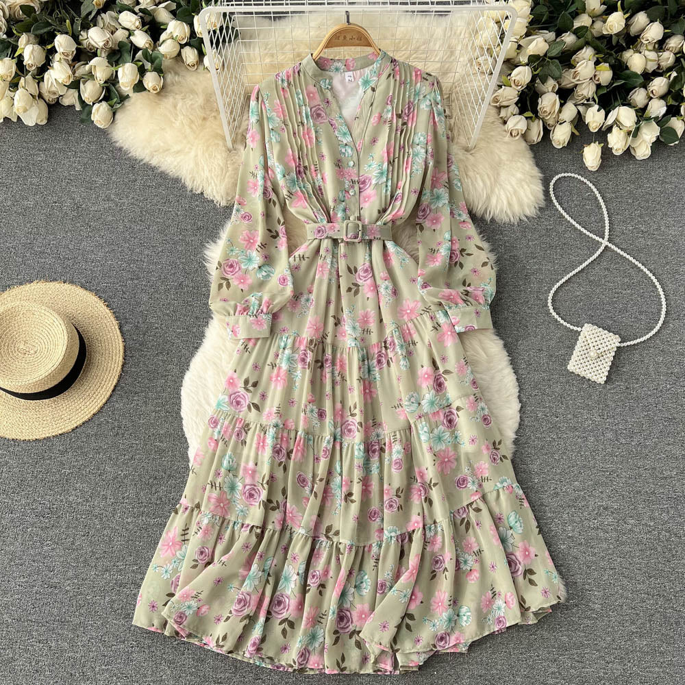 Fairy V-neck Chiffon Floral Dress