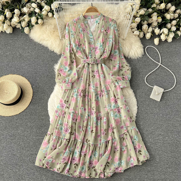 Fairy V-neck Chiffon Floral Dress