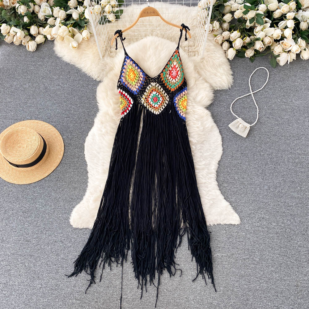 Mori Crochet Tassel Slip Dress