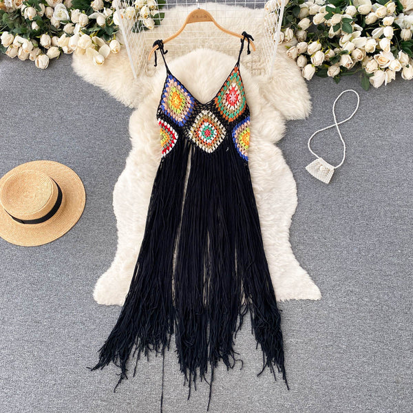 Mori Crochet Tassel Slip Dress