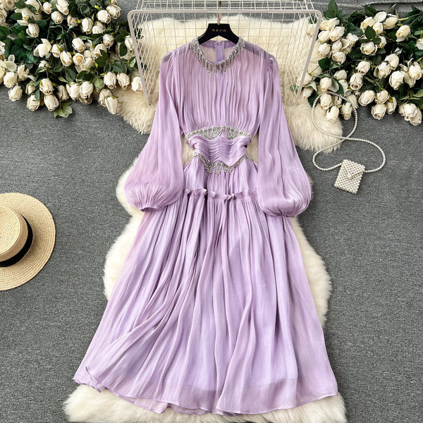 Rhinestone Tassel French Style Dress