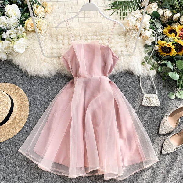 Sexy Mesh Suspender A-line Dress