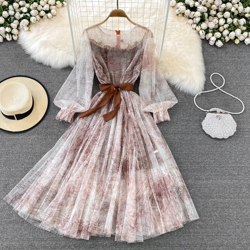Fairy Ink Printing Mesh Dress