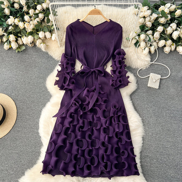 Irregular Design 3d Ruffled Dress