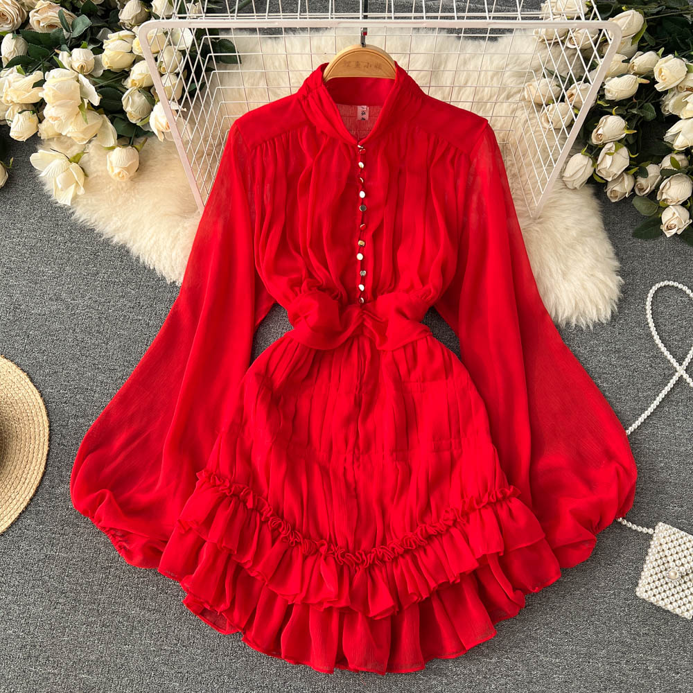 French Style Ruffle Fairy Puff Dress