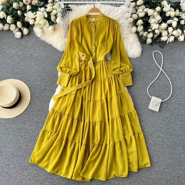 Vintage Single Breasted Chiffon Dress