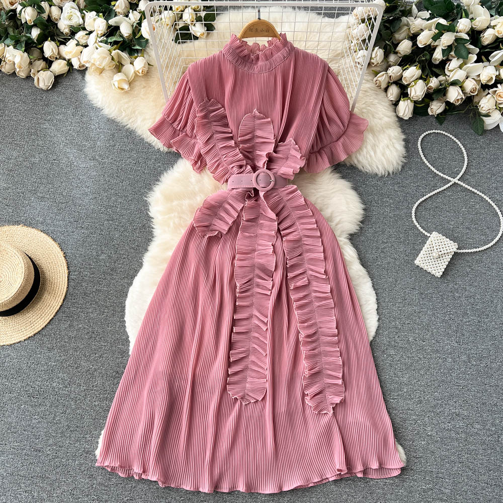 Unique Design Ruffle Short-sleeve Dress