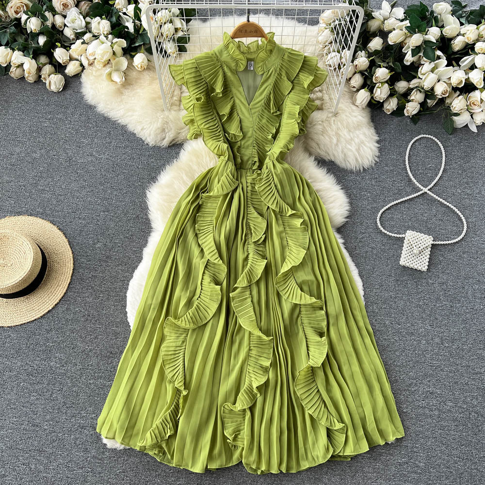 Ruffle Sleeveless A-line Dress