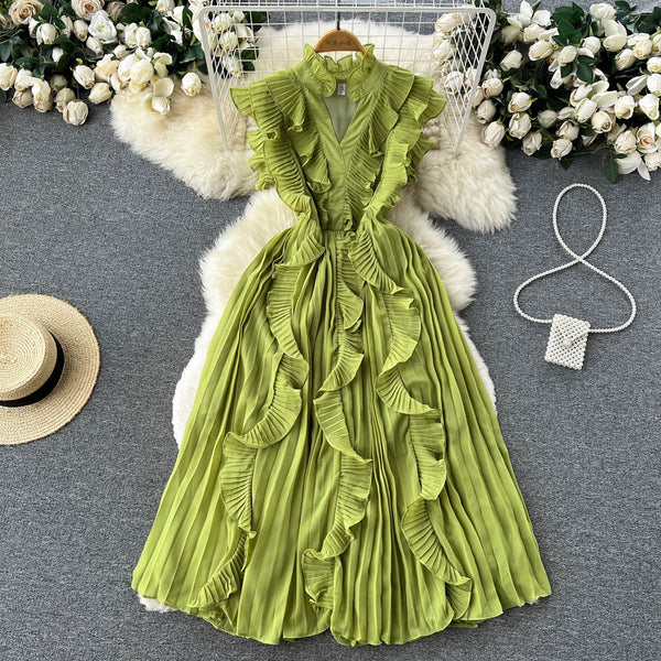Ruffle Sleeveless A-line Dress