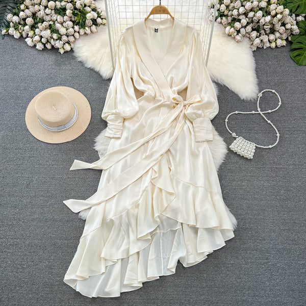 Asymmetric Ruffled Hem A-line Dress