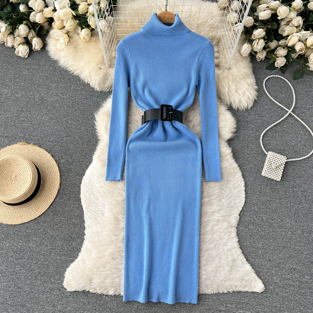 High Collar Tight Knitted Dress