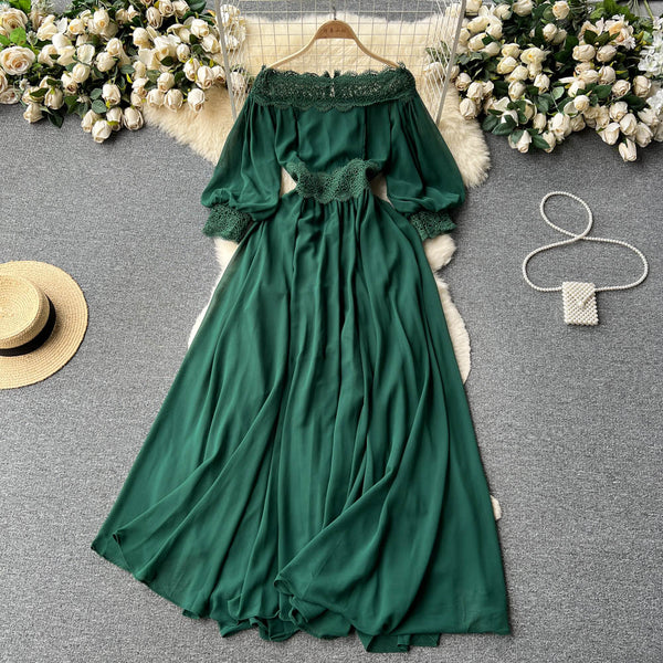 Niche Off-shoulder Crochet Lace Dress