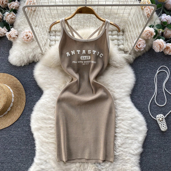 Letter Printed Sportswear Tank Dress