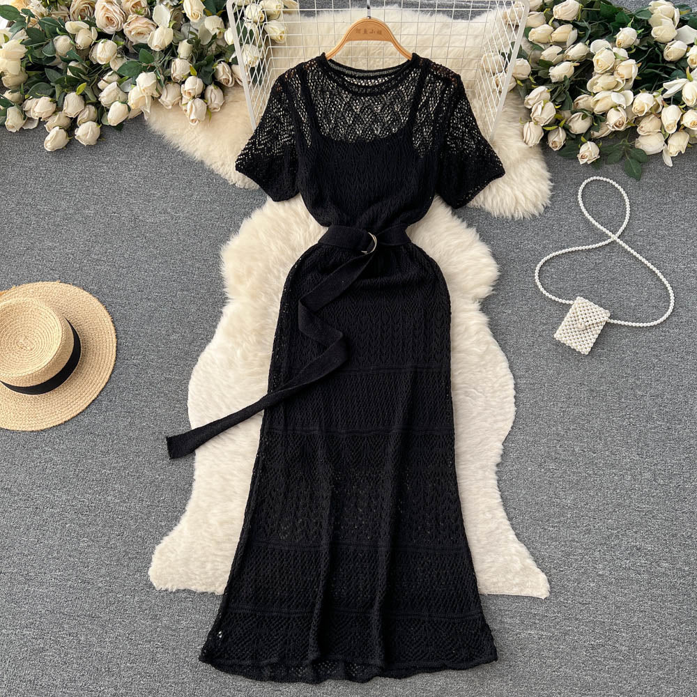 Mori Hollowed Fishtail Slim Dress