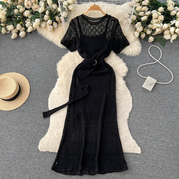 Mori Hollowed Fishtail Slim Dress