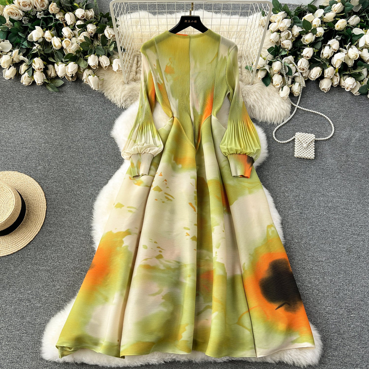 French Style Tie-dye Printed Dress