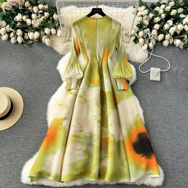 French Style Tie-dye Printed Dress