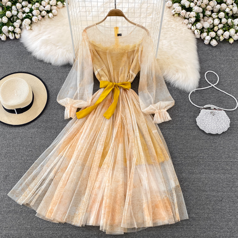 Fairy Ink Printing Mesh Dress