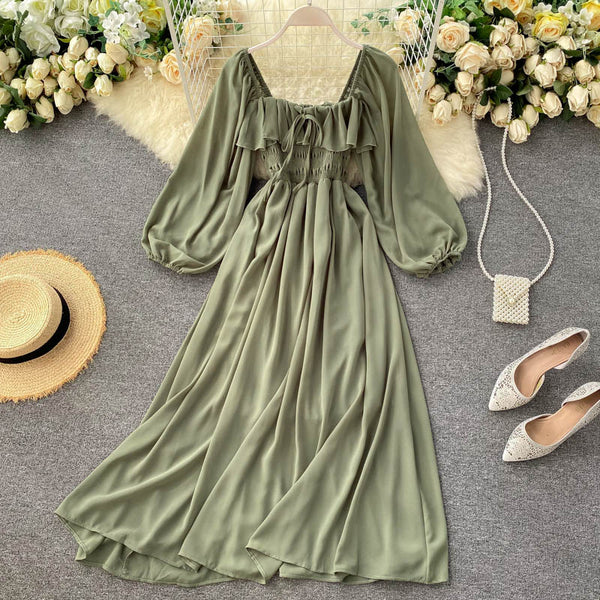 Şık Kabartmalı Kol Chiffon Elbise