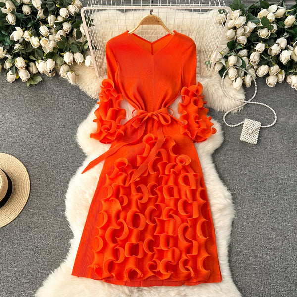 Irregular Design 3d Ruffled Dress