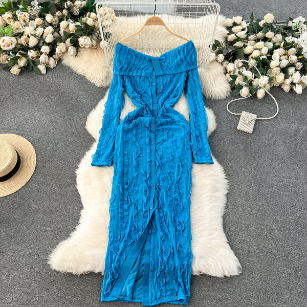 Off-shoulder Ruffled Shirt Dress