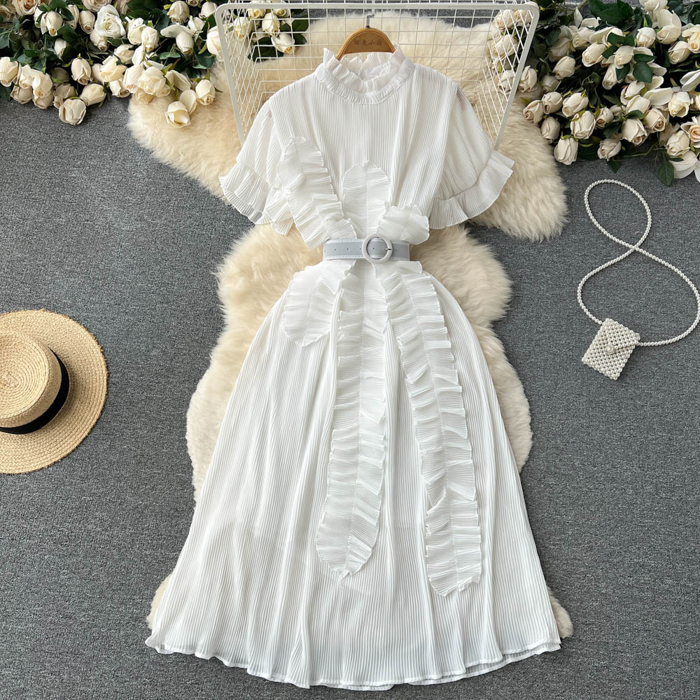 Unique Design Ruffle Short-sleeve Dress