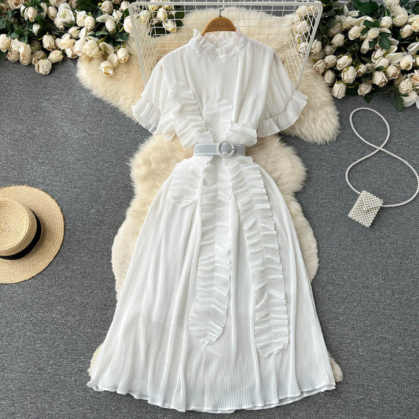 Unique Design Ruffle Short-sleeve Dress