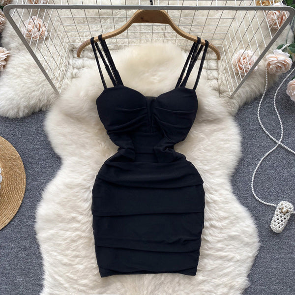 Elastic Bodycon Pleated Split Dress