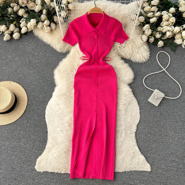 Slit Slim Knitted Bottoming Dress