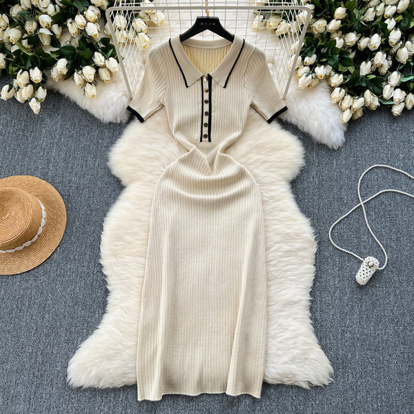 Delicate Color Blocking Knitted Dress