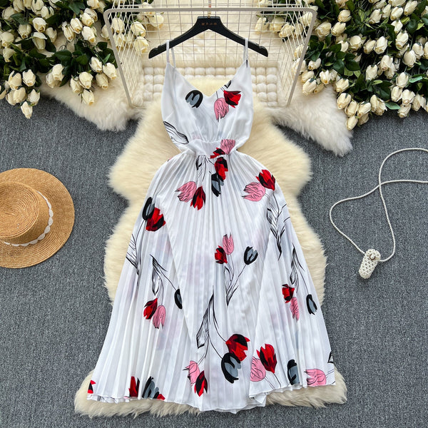 Irregular Design Floral Slip Dress