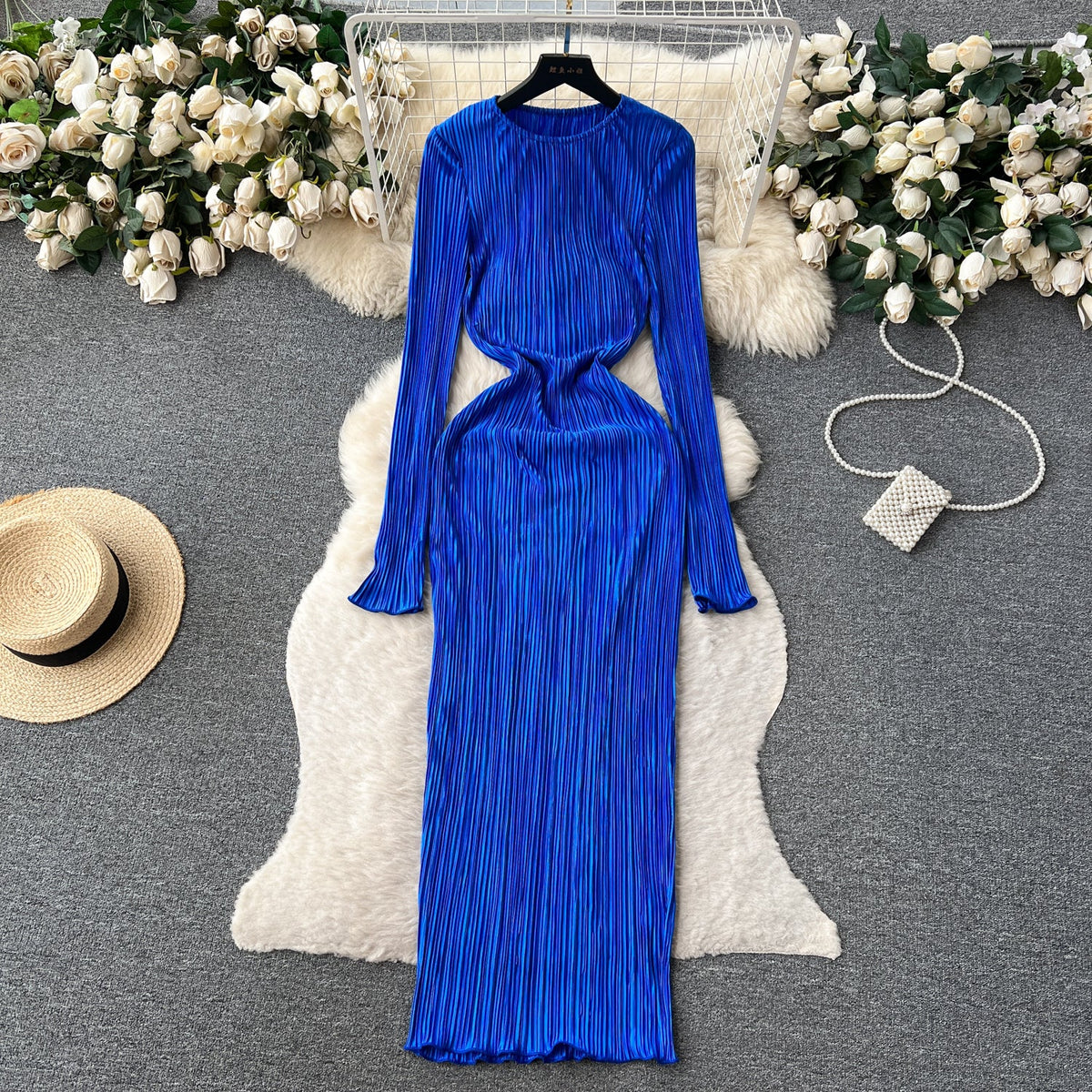 Casual Round Collar Elastic Dress