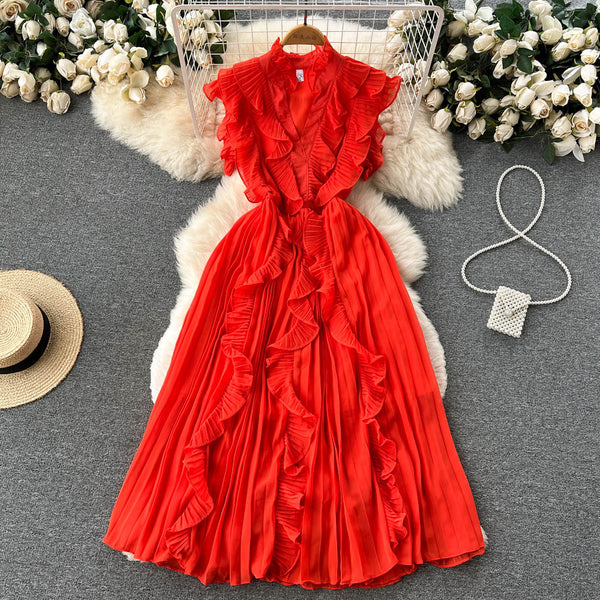 Ruffle Sleeveless A-line Dress