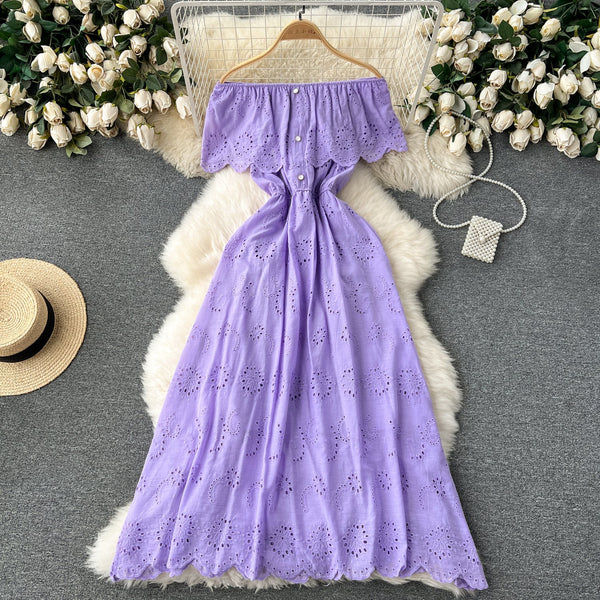 Off-shoulder Embroidered Lace Dress