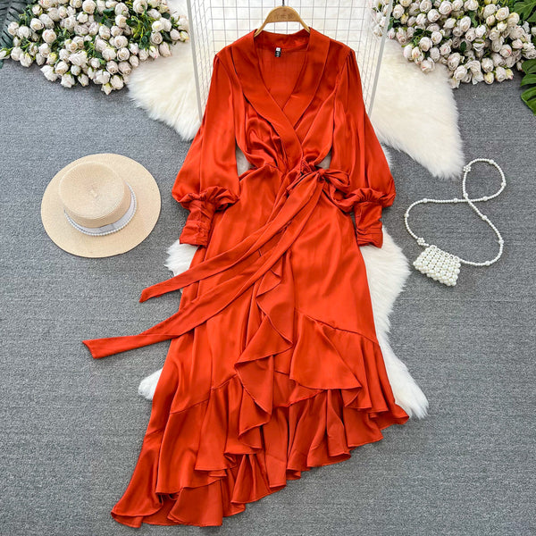 Asymmetric Ruffled Hem A-line Dress