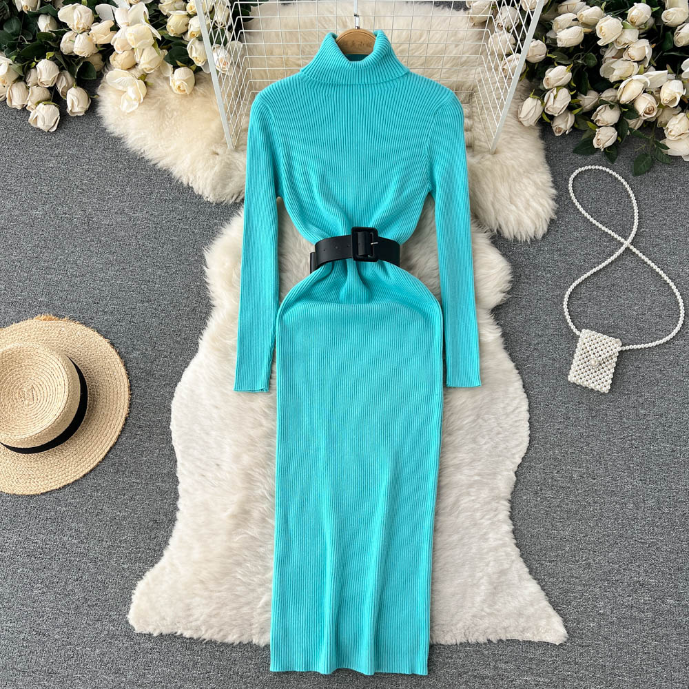 High Collar Tight Knitted Dress